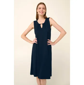 Dámské šaty Elegantní letní šaty bez rukávů Vamp 22513 Barva: TMAVĚ MODRÁ, Velikost: S