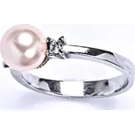 Zlatý prsten, Swarovski perla Rosaline 8 mm, bílé i žluté zlato - T 1207