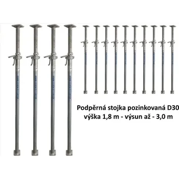Lešení Podpěrná stojka pozinkovaná D30 výška 1,8 m - výsun až - 3,0 m