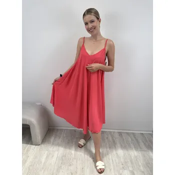 Dámské šaty Šaty na ramínka Bardot Barva: Růžová, Velikost: UNI (M-XL)