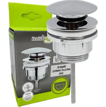 Sifon Zátka umyvadlová bez přepadu / s přepadem klik-klak kulatý HydroLine stříbrná