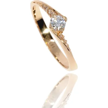 Prsten Zlatnictví Helios Prsten rose gold se zirkony B44736