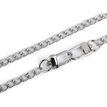 Řetízek na kabelky s karabinou délka 125 cm, šíře 6 mm - 3 nikl