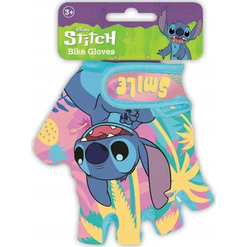 Cyklistické rukavice DĚTSKÉ RUKAVICE S CHRÁNIČI NA KOLO, KOLOBĚŽKU, BRUSLE - STITCH, 3-8 let