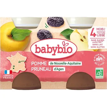 BABYBIO jablko-sušená švestka 4m+ 2x130g