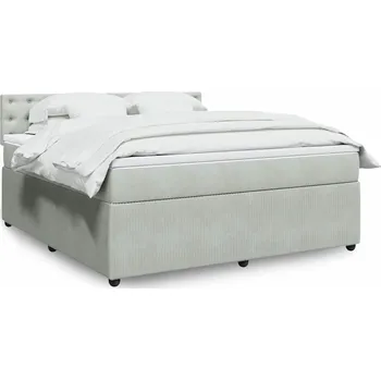 Postel vidaXL Box spring postel s matrací 180x200 cm samet [3290122] Barva: světle šedá