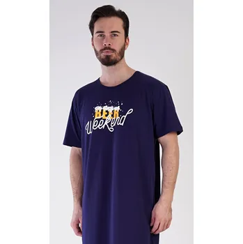 Dámská noční košile Pánská noční košile s krátkým rukávem Beer weekend tyrkysová XXL