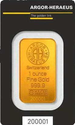 Investiční zlato - zlatý slitek 1 Oz Argor Heraeus SA