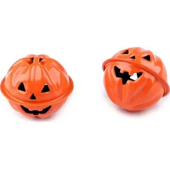 Vánoční dekorace Rolnička dýně halloween Ø30, 40 mm - (Ø40 mm) oranžová (2 ks)