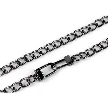 Řetízek na kabelky s karabinou délka 125 cm, šíře 8 mm - 2 nikl černý