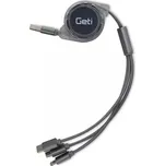 Geti GCU04 stříbrný samonavíjecí USB kabel 3v1