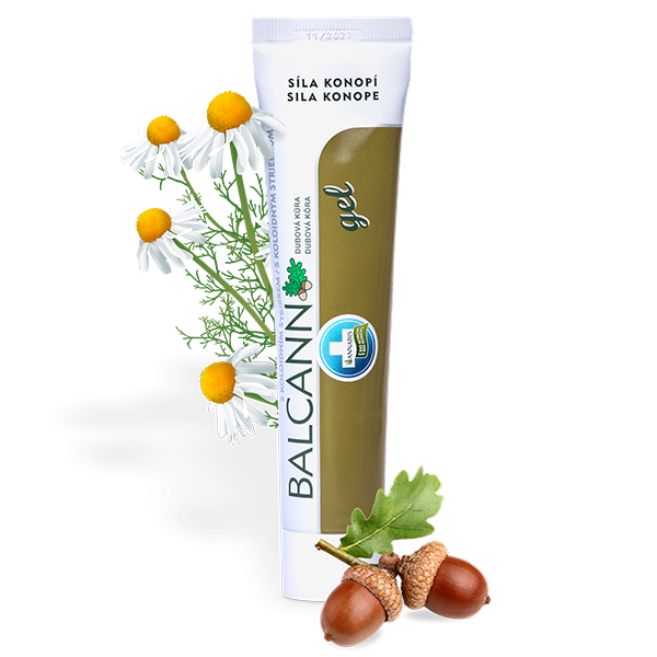 Konopný gel Balcann s dubovou kůrou a koloidním stříbrem, 75 ml, na hemoroidy i citlivou pokožku