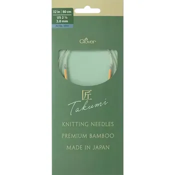 Jehlice Clover kruhové otočné fixní jehlice Pro Takumi 80cm 3mm (Clover Circular knitting needles PRO Takumi)