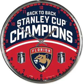 Hodiny Fanatics Nástěnné hodiny Florida Panthers NHL 2025 Stanley Cup Champions 12.75\" Chrome Wall Clock