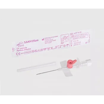 Injekční jehla ZARYS lnternational Group SANVIflon, I.V. kanyla s portem, 100 ks Barva: Růžová, Rozměry: G 20 x 1¼‘’ / 1,1 mm x 32 mm / 56 [ml/min]