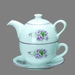 Český porcelán, Dubí Konvička na šálku s podšálkem "Tea for one" Sonne 450 ml fialky