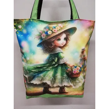 Nákupní taška Taška nákupní kočárkovina - Holčička se zelenými šaty