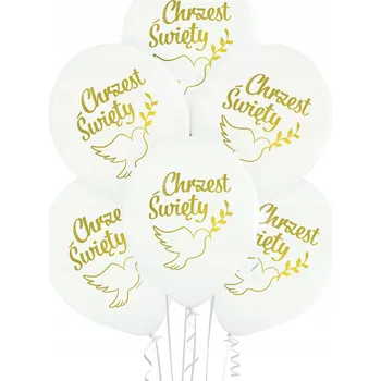 Balónek SADA balónků na křtiny bílé VELKÉ 35 cm 6 ks