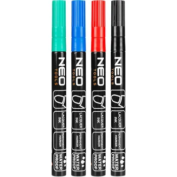 Stavební popisovač NEO TOOLS – 4 barvy, permanentní, voděodolný, lakový, hliníkový, sada 4 ks