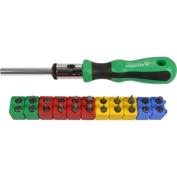 Šroubovák Beargrip šroubovák pro 1/4" bity, délka 220 mm, ráčnový, s bity 1/4" PL - PH - PZ -Torx, sada 23 dílů,3027 - 111-30542