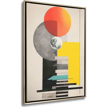 Obraz Dekorace Obraz na plátně na zeď Zlatý Rám Abstraktní Tvary a Barvy