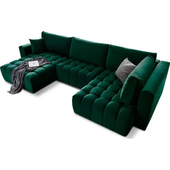 Sedací souprava Rohová rozkládací sedací souprava BONITO 350 cm Loco 35 tmavě zelená levá