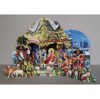 Vánoční dekorace Vojtěch Kubašta - vánoční Loretánský betlém [prostorový rozkládací betlém, jesličky, Vánoce]