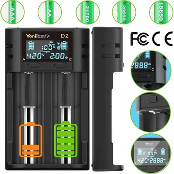 Nabíječka baterií D2 RYCHLÁ NABÍJEČKA PRO AKUMULÁTORY BATERIE AA a AAA 18650 21700 26650