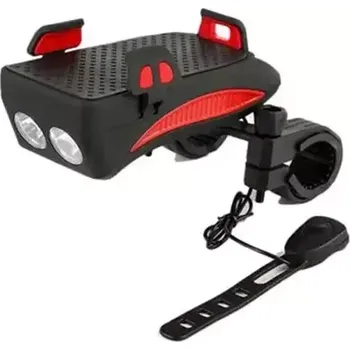 Cyklosvítilna Zaparkorun Světlo na kolo Bikerpro 4v1 s držákem na telefon - červená