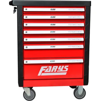 vozík montážní prázdný, 7 zásuvek, červeno - černý - 108-FR4033C