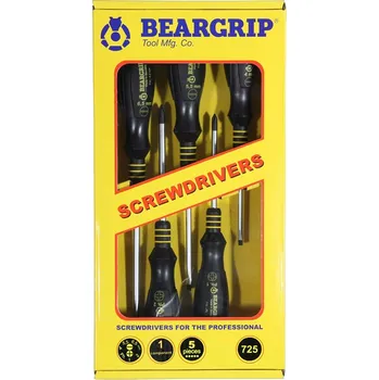 Šroubovák Beargrip šroubováky ploché PL4 - PL6,5, křížové PH1 - PH2, sada 5 dílů, 725 - 111-31903