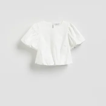 Dámské tričko Reserved - Halenka s balonovými rukávy - bílá - 541GA-00X - 541GA-00X-S