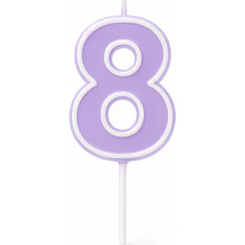 Dortová svíčka Svíčka ČÍSLICE 8 fialová pastelová - svíčky dort narozeninové číslice 4 cm