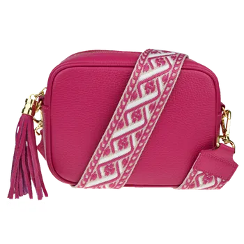 NovaKabelka.cz Kožená italská crossbody kabelka Bala Fuxia s přídavným popruhem IV