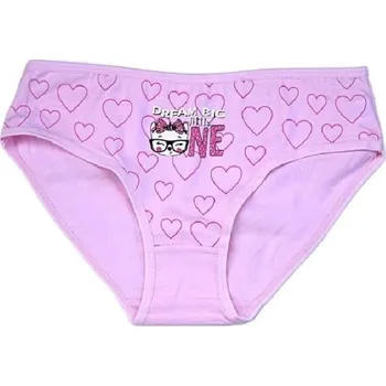 Dívčí oblečení FANNIFEN DÍVČÍ KALHOTKY S KOČKOU A SRDÍČKY BAVLNĚNÉ Barva: Světle růžová, Velikost: 128/134