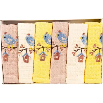 Utěrka Aaryans Dárková sada vaflových utěrek 6 ks Ptáček