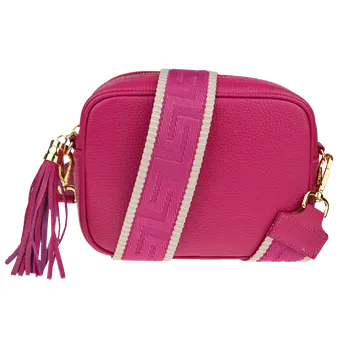 NovaKabelka.cz Kožená italská crossbody kabelka Bala Fuxia s přídavným popruhem II