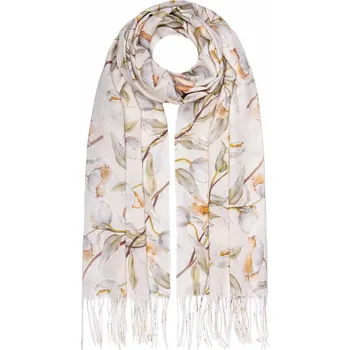 Šála Dámský šál květinový světlý- oranžové květy 0792-3