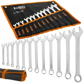 Klíč NEO TOOLS Otevřené a očkové klíče 8-32 mm, 17 ks v plachtě, sada