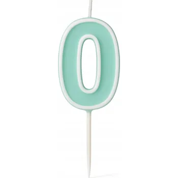 Dortová svíčka Svíčka ČÍSLICE 0 zelená pastelová svíčka na dort narozeninové číslice 4 cm