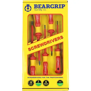 Šroubovák Beargrip šroubováky ploché PL3 - PL5,5, křížové PZ1 - PZ2, VDE do 1000 V, sada 5 dílů, 741 - 111-31916