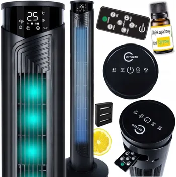 Domácí ventilátor Sloupový ventilátor černý s ionizací, dálkovým ovládáním a časovačem