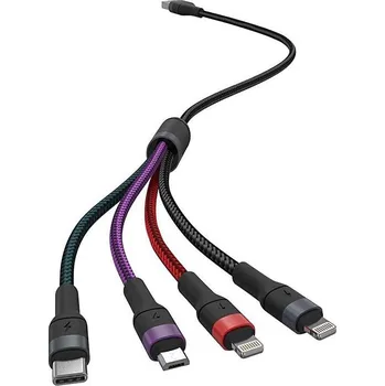 Datový kabel USB kabel USB-A / USB Lightning / MicroUSB / USB-C 1,2m multicolor
