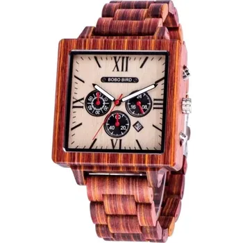 Hodinky Blingstar Dřevěné Hodinky Bobo Bird SW Square Chrono - 19/97 * pánské