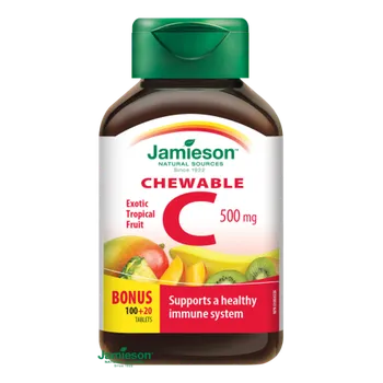 JAMIESON Vitamin C 500 mg tropické ovoce 120 cucacích tablet