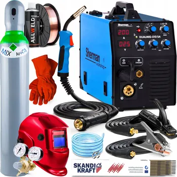 Svářečka POLOAUTOMATICKÁ SVAŘEČKA SHERMAN DUALMIG 210 S4 MIG MAG MMA TIG 230V 200A 3V1