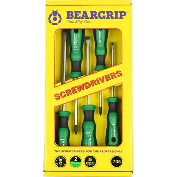 Šroubovák Beargrip šroubováky ploché PL4 - PL6,5, křížové PH1 - PH2, sada 5 dílů, 735 - 111-31907