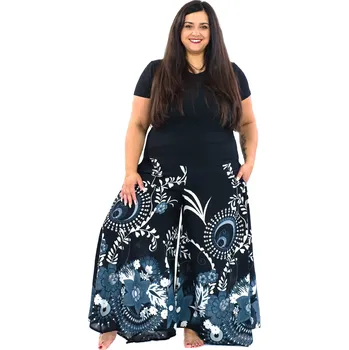 Dámské kalhoty Himalife Široké kalhoty Tika - černé s bílou Velikost: S/M