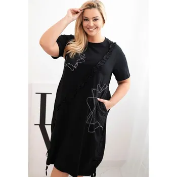 Dámské šaty Plussize šaty s hvězdami černé Velikost: UNI: M-3XL