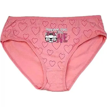Dívčí spodní prádlo FANNIFEN DÍVČÍ KALHOTKY S KOČKOU A SRDÍČKY BAVLNĚNÉ Barva: Meruňková, Velikost: 140/146
